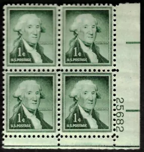 US Scott #1031b George Washington, Dry Printing~ 1951~ Plate block 4~ F/VF NH OG - Picture 1 of 2