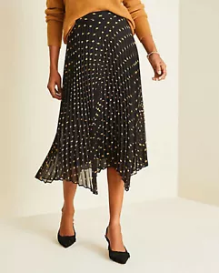 Falda media completa con dobladillo de pañuelo geoplisado Ann Taylor talla 8 nueva con etiquetas - Imagen 1 de 2