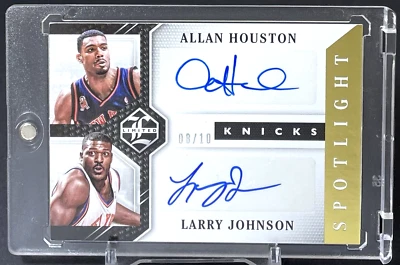 (/10) Allan Houston Larry Johnson 2015-16 Limited Duos Signatures Gold Auto Foto 1 de 2