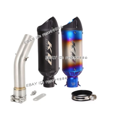 For Yamaha FZ1 2006-2015 Motorcycle Exhaust Middle Link Pipe Black Mufflers Tips - Image 1 of 4