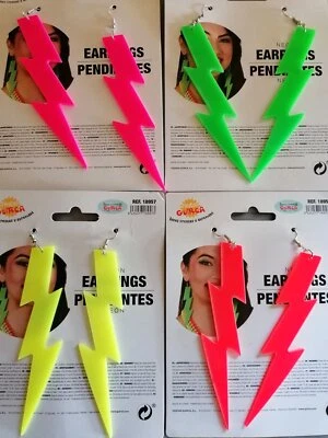 GUIRCA große Ohrringe neon 80er Jahre Aerobic Bad Taste Motto Party Karneval Fasching