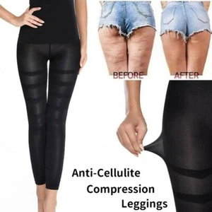 Anti Cellulite Compression Women Leggings Body Shaper High Waist Thigh Pants - Picture 1 of 27