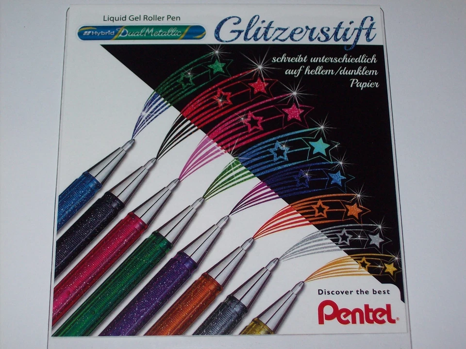 Pentel Gel Tintenroller Glitzerstift Hybrid Dual Metallic mit Farbenwechsel