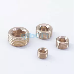 BSPP/BSPT/NPT/Metric Thread Male Brass Pipe Hex End Plug Countersunk - Picture 1 of 27