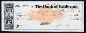 RN-C21 revenue on 1872 Bank of CA, North Pacific Transportation Co check - Picture 1 of 3