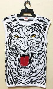 VINTAGE 70s TIGER STRIPE ALL OVER PRINT PUNK NEW WAVE T-SHIRT FIFTH COLUMN - Picture 1 of 3