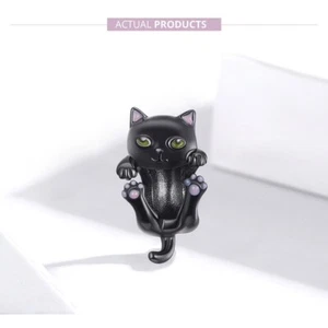 CHARM ARGENT STERLING 925 CHATON NOIR BRACELET PENDENTIF BRACELET - Foto 1 di 4
