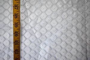WHITE FLORAL LACE OPEN WEAVE SHEER COTTON POLYESTER FABRIC 34X44 INCHES - Picture 1 of 2