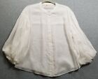 Impeccable Pig Button Up Shirt Women’s Medium White 3/4 Sleeve Blouse Sheer Top