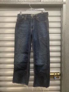 Fibbia BKE Tyler gamba dritta blu scuro denim orlo sfilacciato 30 x 28 - Foto 1 di 16