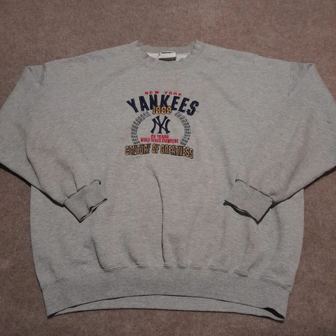 Vintage New York Yankees Sweater Gray Century of Greatness Embroidered MLB Men Cover