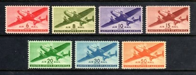US Scott C25-C31 XF All Choice Mint Never Hinged Airmail Singles 1941-1944 - Image 1 of 4