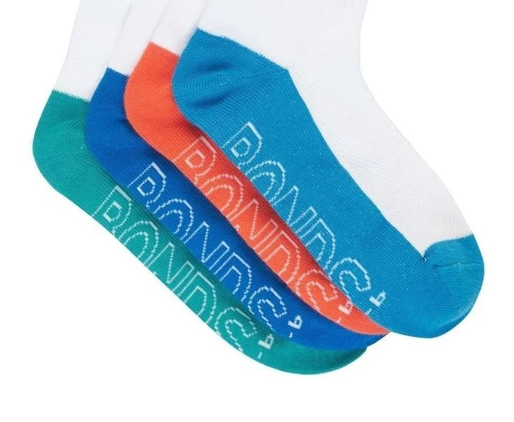 8 Pairs Bonds Kids Socks Boys Lightweight Low Cut White Blue Teal Orange 05K - image 1 of 3