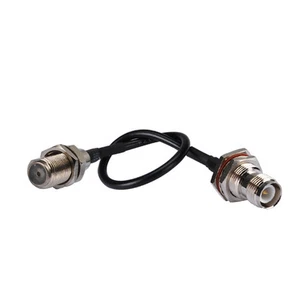 RP-TNC female jack bulkhead O-ring to F jack Pigtail RG174 jumper cable 15cm - Picture 1 of 3