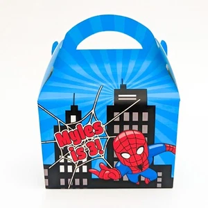Spider Man Spiderman Marvel Kinder personalisierte Partyboxen Gastgeschenke Geschenktüte - Bild 1 von 3