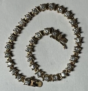 Ross Simons Vermeil Over Silver CZ Tennisarmband, 7", 2 mm breit 8 g - Bild 1 von 4