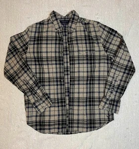 American Eagle Mens Mediem Slim Fit Plaid Button Down Grey Black - Picture 1 of 6