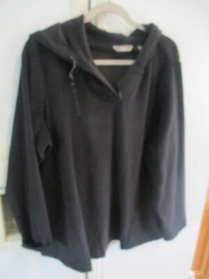 Denim & Co. Women's Plus  1X Comfort Zone Dream Fleece Hoodie black soft - Image 1 of 3