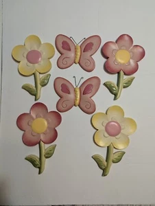 Vintage 6er Set Home Interiors Kinder Blumen & Schmetterlinge Wandbilder - Bild 1 von 16
