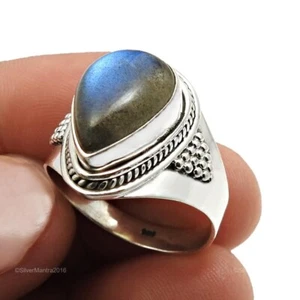 Argento Sterling Massiccio Labradorite Pietra Anniversario Mix Anello Gioie US 9 - Foto 1 di 10