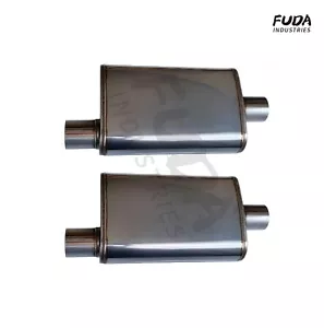 Universal Oval Muffler, A Pair Of 2.5" Offset In/2.5" Center Out Exhaust 409S - Bild 1 von 7