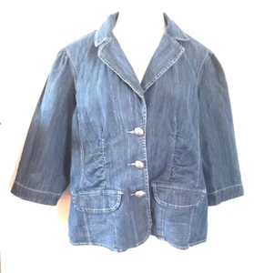 Christian Zimm Denim Blazer Jacket Women's Plus Size 2X bust 50" contour darts - Picture 1 of 7