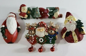 Christmas Holiday  Brooch Pin Lot  Ceramic Santa NOEL Reindeer Bells 🎄 - Picture 1 of 6