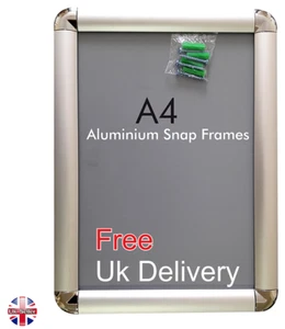 A4 Aluminium Snap Frames Poster Holder Retail Wall Notice Boards - Round Corners - Picture 1 of 1