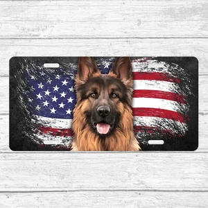 German Shepherd Dog USA Flag Dog Lovers Novelty Auto License Plate 6x12" - Picture 1 of 7