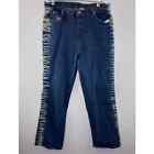 Vintage Women's Jeans WATCH L.A. Tie Dye Sides 21-22 34x29 USA Flame Tiger Sides