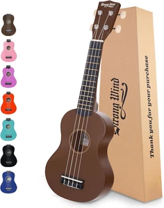 Soprano Ukulele 21 Inch Basswood Ukeleles for Beginners Four Strings Hawaiian Gu - Picture 1 of 6