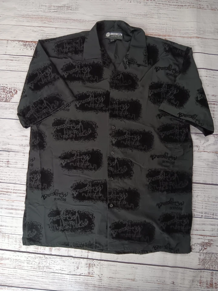  Brooklyn Xpress Shirt Men's X-Large Black Short Sleeve Button Up  - Image 1 of 4