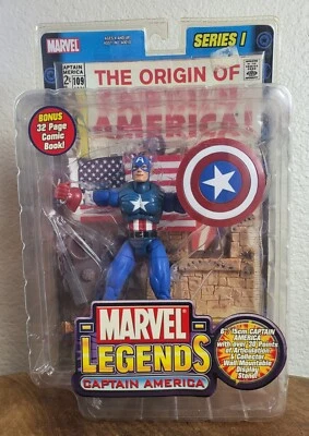 Figura de acción vintage 2002 Marvel Legends serie 1 Capitán América 6" nueva en caja Foto 1 de 4