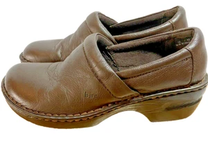 BOC Born Concepts Womens 10 M Dark Brown Cushioned Leather Hollow Wedge Clogs - Picture 1 of 13