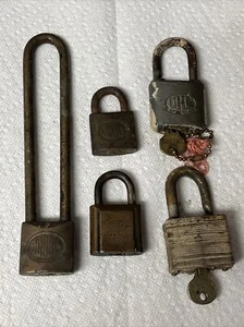 Vintage Corbin Padlock Master Lock Lot of 5 ( 2 Keys) - Picture 1 of 7