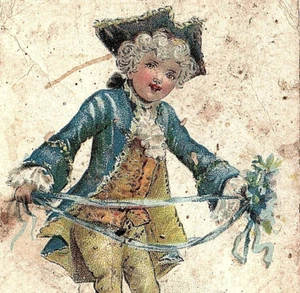 Card Coffee Lion Picture Trade Victorian Toledo OH #1 Colonial Dressed Child - Picture 1 of 3