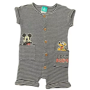 Disney Baby Strampler Einteiler 6-9 Monate weiß schwarz Mickey Mouse Pluto Best Buds - Bild 1 von 4