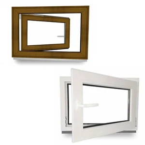 JeCo Kellerfenster Kunststoff Fenster weiß Golden Oak Hellbraun 2/3 fach 60 mm - Bild 1 von 14