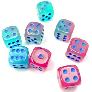 CHX 26864 - 36 Gel Grün & Pink mit Blau Zwillingen 12mm D6 Würfel Neu 12mm Würfel Sets - Bild 1 von 1