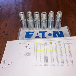 06U106 Eaton Terminale Tubo, Lotto di 6, Tubo ID 3/8", 3/8 #6 Maschio NPT Rigido - Foto 1 di 6