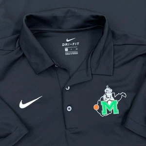 Marshall Thundering Herd Polo Shirt Men Small Black White Nike Dri Fit Golf A71 - Picture 1 of 8