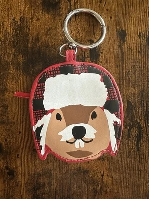 Vera Bradley Feliz Travesura Estuche Ardilla Cremallera Moneda Llavero Ear Bud Nieve Foto 1 de 3