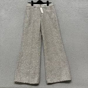 Banana Republic Pants Womens 4 Petite Tencel Tweed Wide Leg Trouser Metallic - Picture 1 of 16