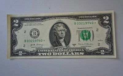 Low 160K Run GEM UNC 2017 A $2.00 Star Note with very Fancy Serial number - Image 1 of 4