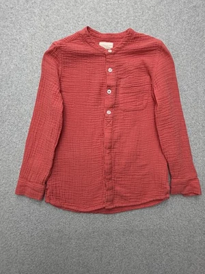 Camisa Mini Boden Juvenil 7-8 años Rojo Algodón Gasa Manga Larga Henley Bolsillo Arrugado Foto 1 de 4