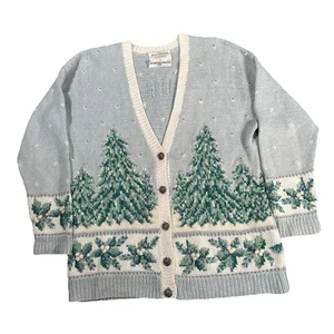 Vintage Marisa Christina Christmas Collection 1996 Oversized Ugly Cardigan Gr. L Baum - Bild 1 von 10