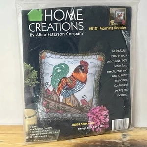 Kit de punto de cruz Home Creations Morning Rooster 13X13 2002 #8101 kit vintage - Imagen 1 de 8