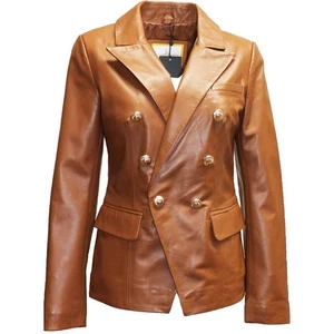 Victor Freeman Damen Zweireiher Leder Blazer Jacke - Bild 1 von 3