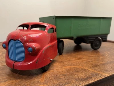 "Camión de volteo lateral vintage #391 Wyandotte semirremolque de acero prensado original 17""" Foto 1 de 4