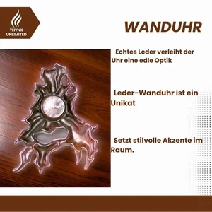 Vintage Lederwanduhr Echte Handarbeit Deko zum Aufhängen Wohnzimmer Jagdzimmer - Bild 1 von 6